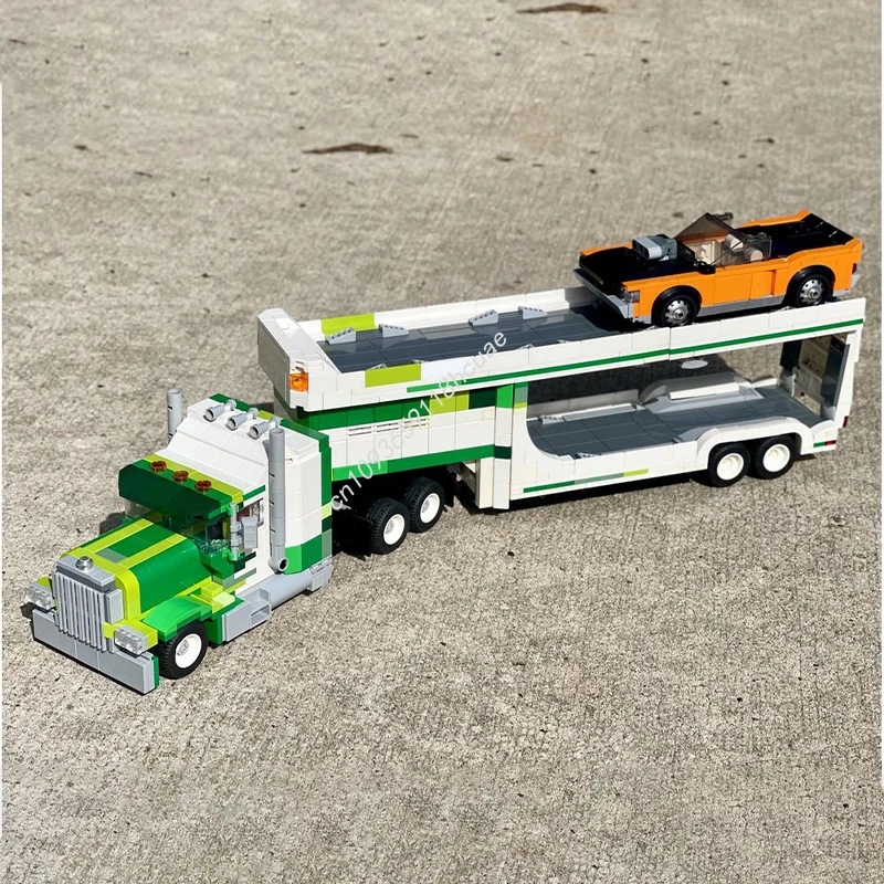 1305 pçs moc carro transportador cidade campeão supercar blocos de construção presente natal inspirador diy arquitetura criativa