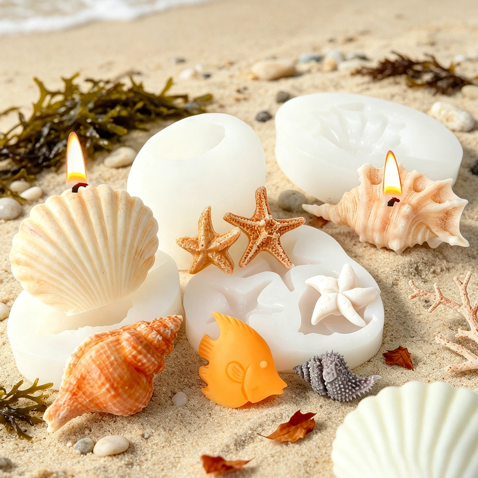 3D Ocean Series Conch Shell Silicone Candle Mold, DIY Essential Oil Candle Mold, Gypsum Resin Artwork and Home Decoration