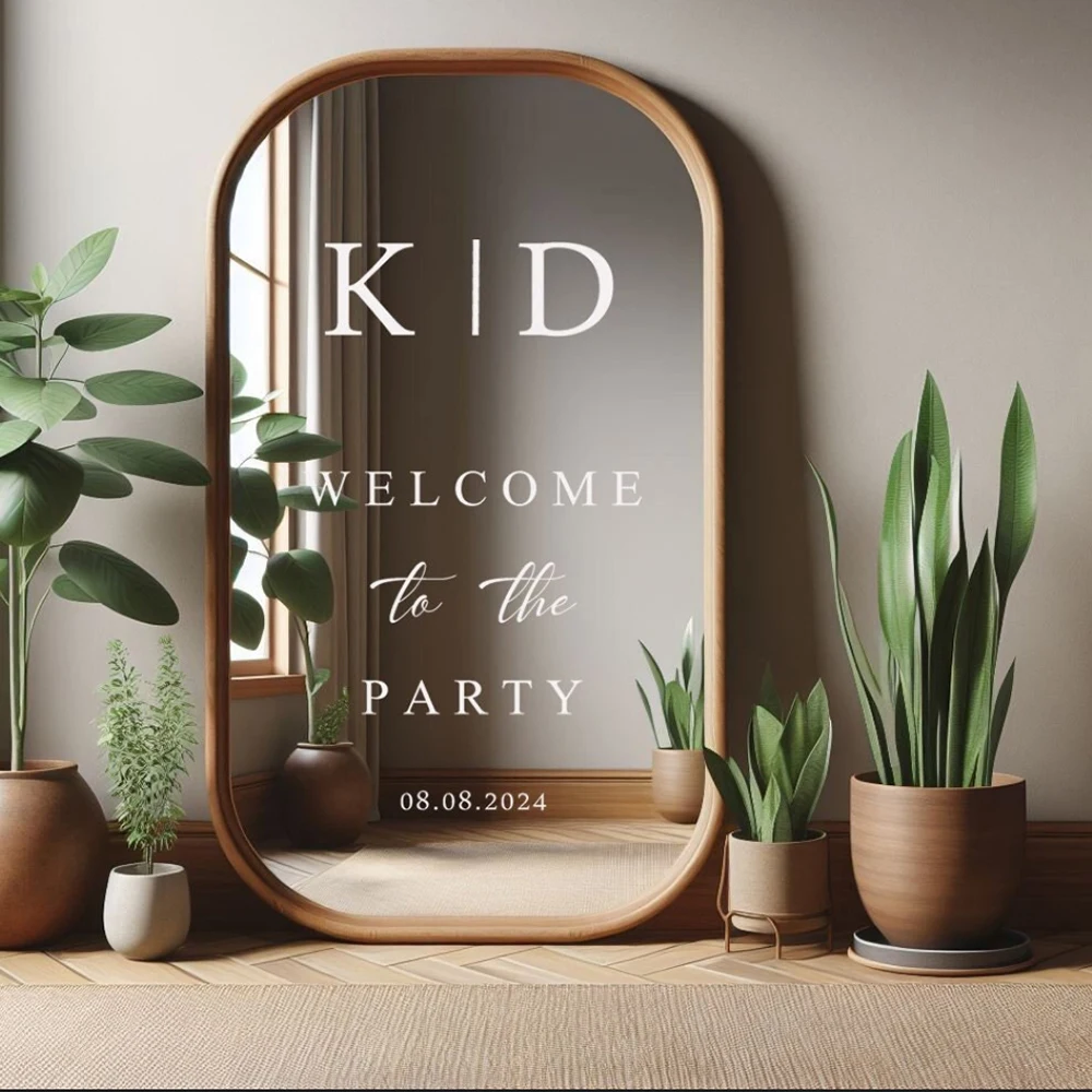 Wedding Sign Stickers Personalized Name Vinyl Wall Stickers Welcome To Our Wedding Personalized Mirror Decal Party Decoration
