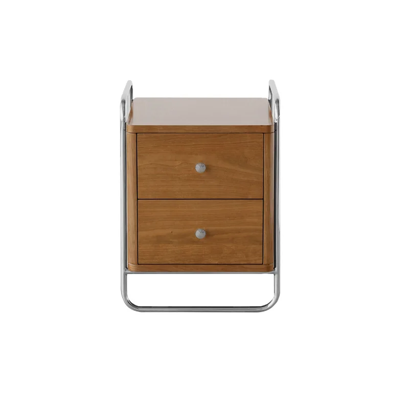 

Retro small bedside table side few stainless steel modern Bauhaus locker sofa drawer storage cabinet medieval