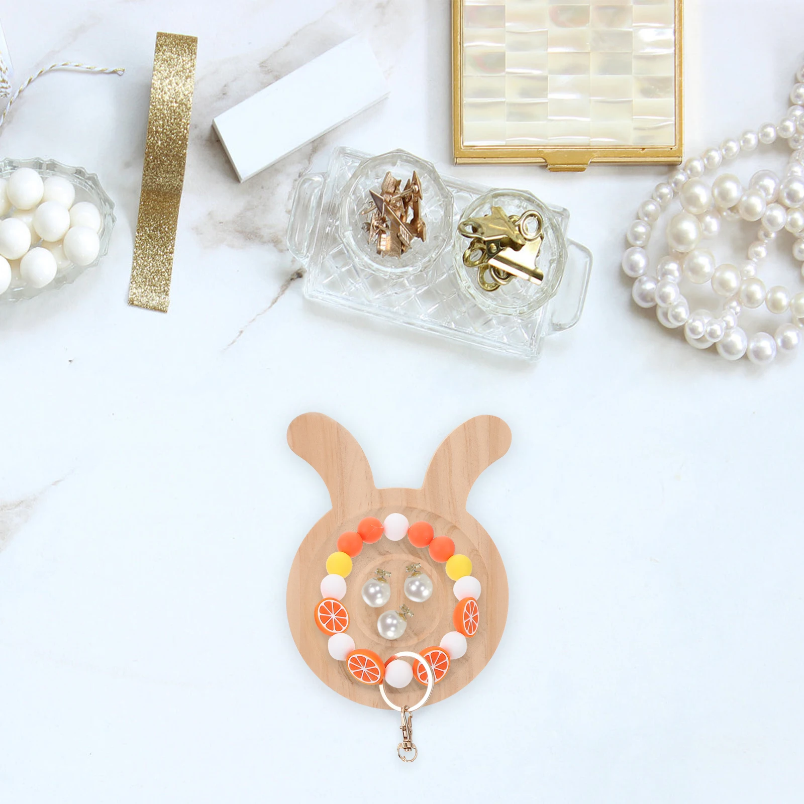 

Rabbit Shape Jewelry Tray Wood Bracelet Plate Earring Dish Holder Large Size Bunny Ring ganizer Storage Display