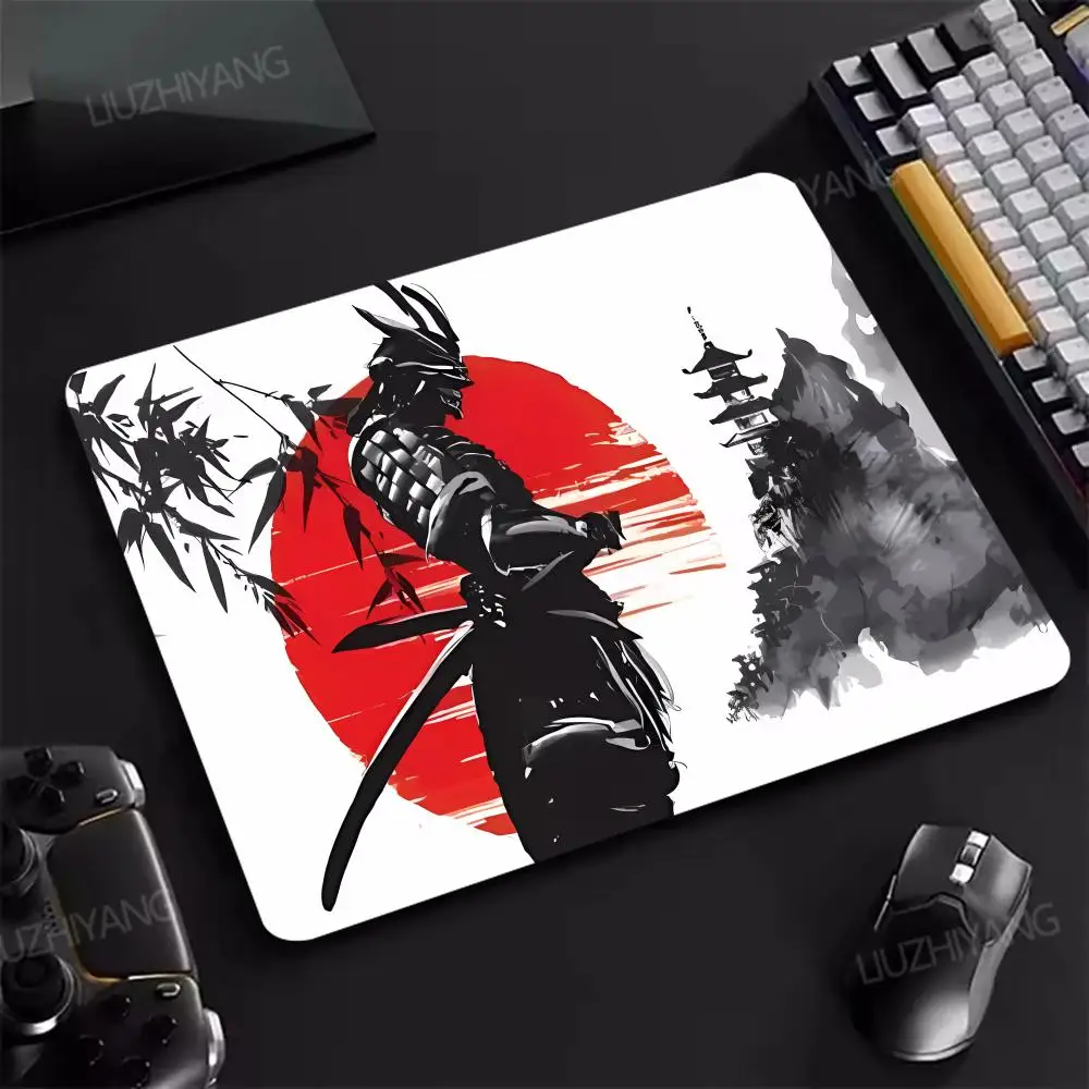 Japan samurai Mouse Pad Square Computer Office Game Table Mats Small Rubber Anti-slip Gaming Keyboard Mousepads Desktop Desk Mat