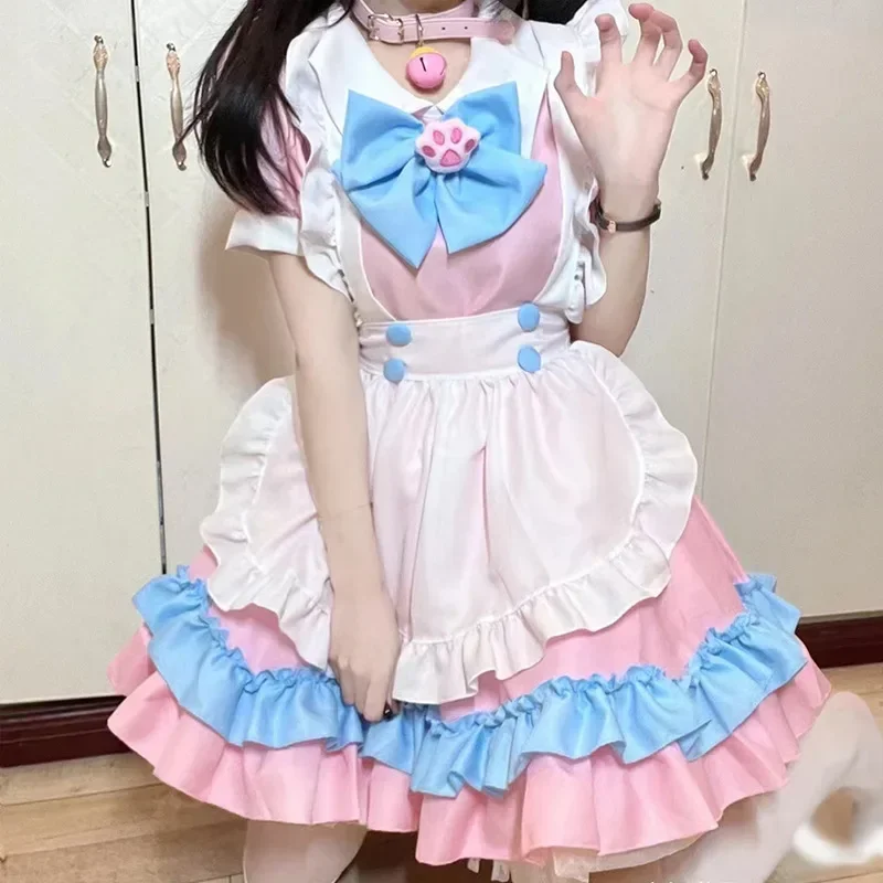 

Girl Kawaii Lolita Sexy Maid Pink Cosplay Dress Women Maid Outfit Skirt Costume Cute Japanese Cat Cosplay Costume Anime Cothes