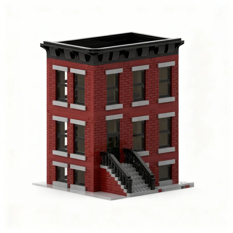 2247 деталей MOC Brownstone Dark Red MILS Version: Модульная модель городской улицы, конструктор, игрушка, рождественский подарок, идея для детей
