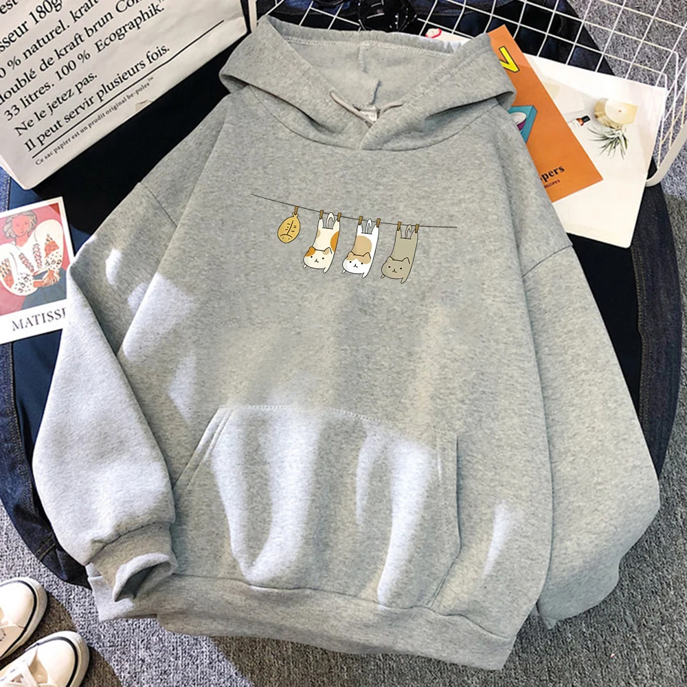 

Three Cute Cats Swinging On The Line Printed Hoodies For Men Fashion Warm Clothing Autumn Casual Sweatshirt Oversize Male Hoody