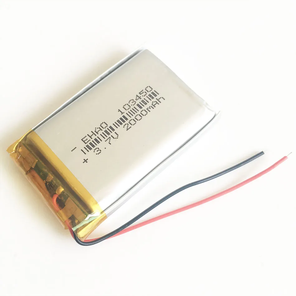 10 PCS 3.7V 2000MAh 103450แบตเตอรี่ลิเธียมโพลิเมอร์ Li-Po แบตเตอรี่แบบชาร์จไฟได้สำหรับ GPS PSP DVD แล็ปท็อปแท็บเล็ต PC แบตสำรองกล้อง PAD MID