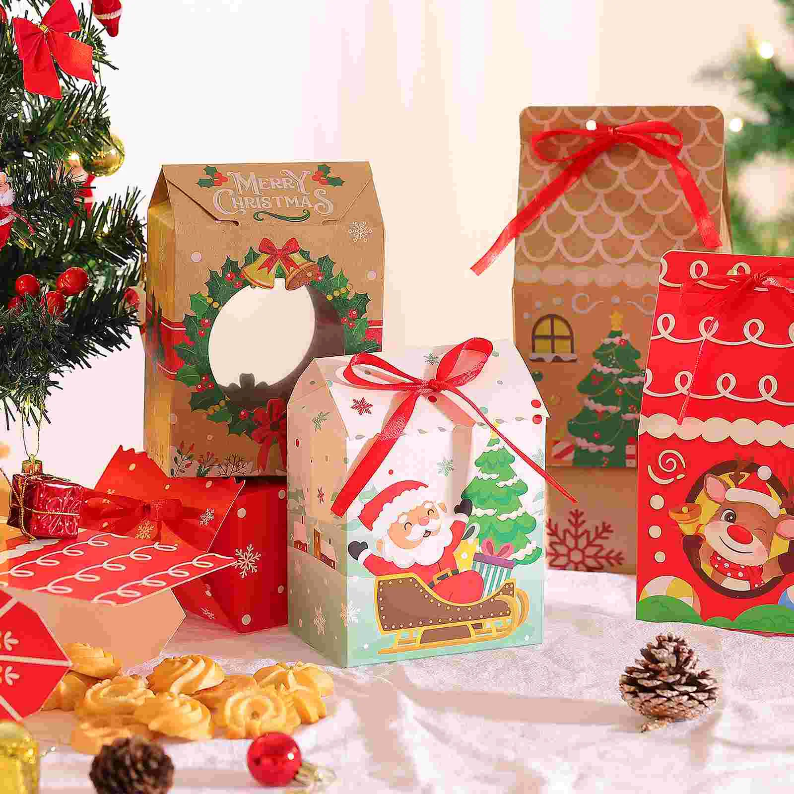 

Candy Box Christmas Boxes Gift Packing Packaging Cupcake Shipping Kraft Bags Party Favors Xmas Cookie Holders Brown Paper Mini