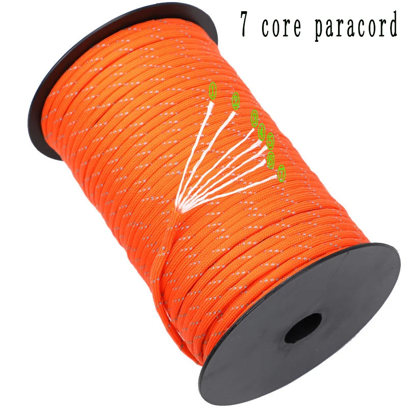 50m/4mm 7 Core Paracord Tent Adjustable Rope Fastener Fixed Buckle Pulley Tensioner Ratchet Awning Wind Rope Camping Accessories