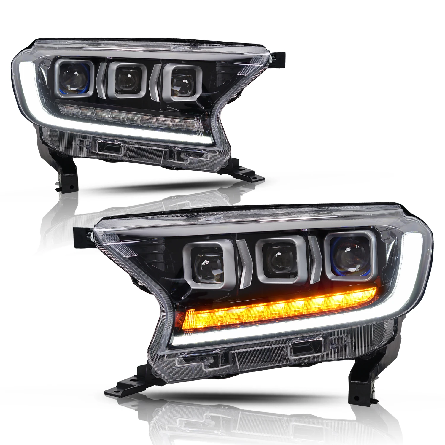 Factory For Ford Everest Headlights 2015-2020 With Three Projector Full LED Front Lamp For Ford Ranger Headlight