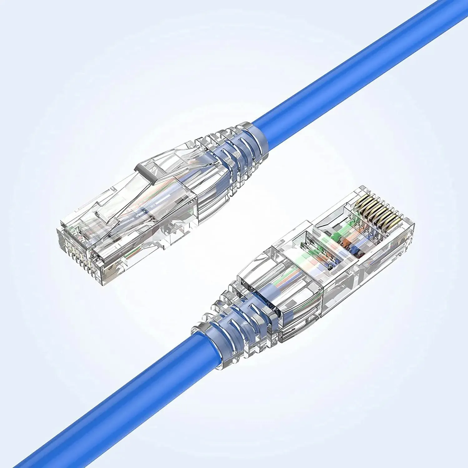 WoeoW conectores de paso RJ45 Cat6 y botas de alivio de tensión, enchufe Modular EZ a engarce para Cable de red sólido o trenzado