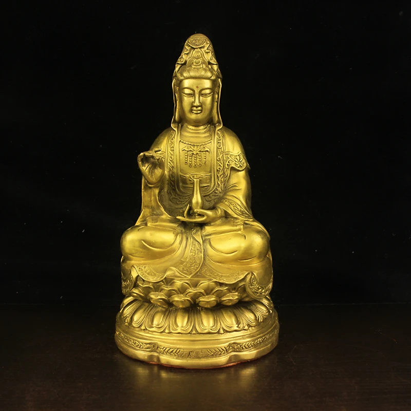 32cm bottle holder Guanyin Fangguang Temple Pure brass precision cast ornament. Specification 18 * 16 * 32cm Weight 3kg