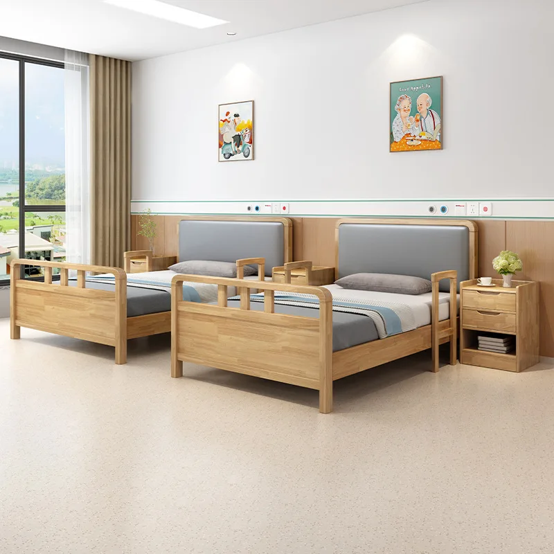 1.2 meters for the elderly with armrest nursing bed welfare nursing home elderly apartment solid wood bed