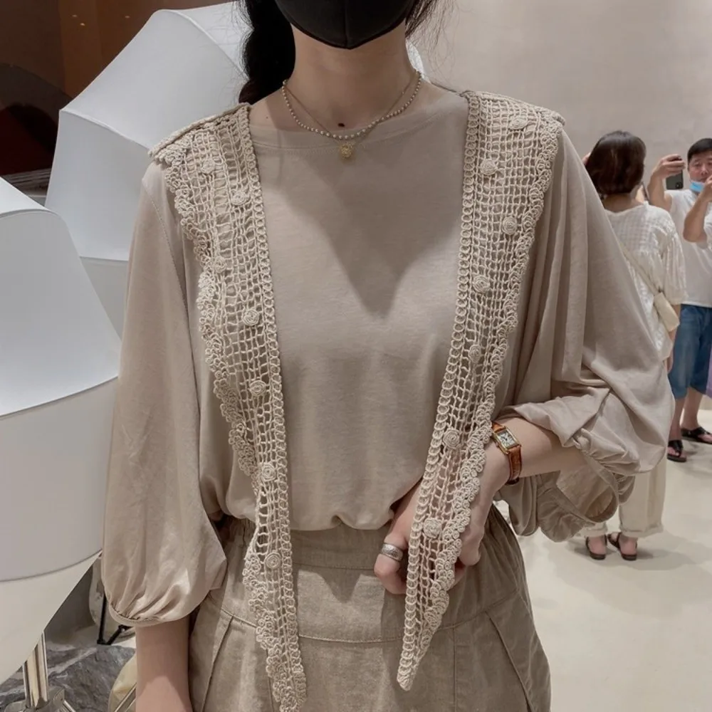 New Detachable Fake Collar Hollow Lace Trim Knitted False Collar Adjustable Crochet Decorative Collar Clothing Accessories