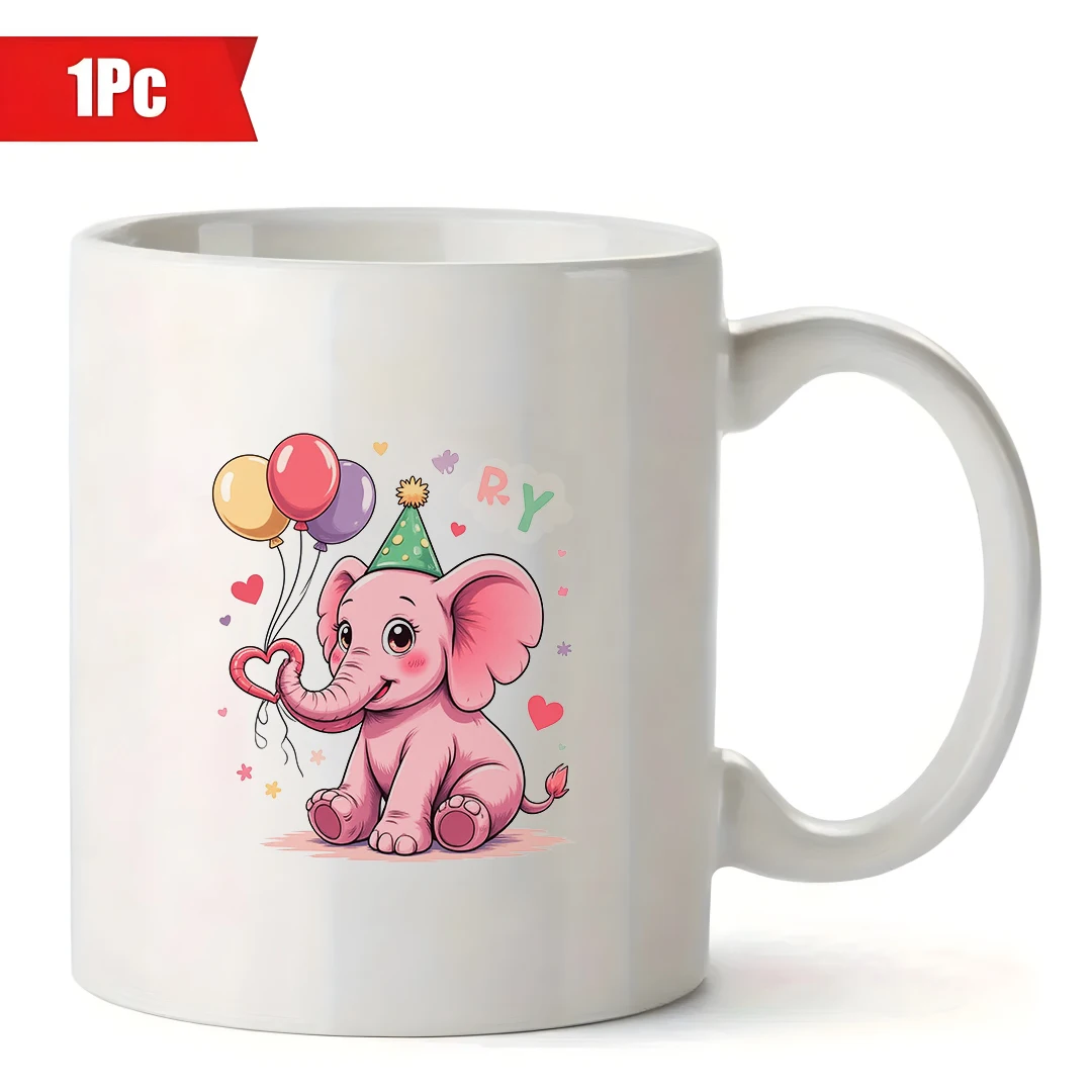 كوب حفلات الفيل الوردي سعة 11 أونصة للأطفال للمشروبات الباردة والساخنة هدية عيد الميلاد للعائلة والمكتب