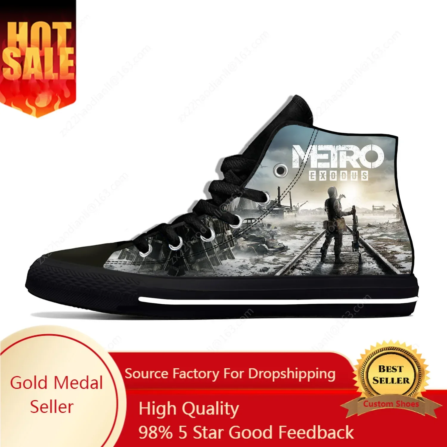 Game Metro Exodus 3D Print High Top Sneakers Mens Womens Teenager Casual Shoes Canvas Running Shoes Breathable Lightweight shoe