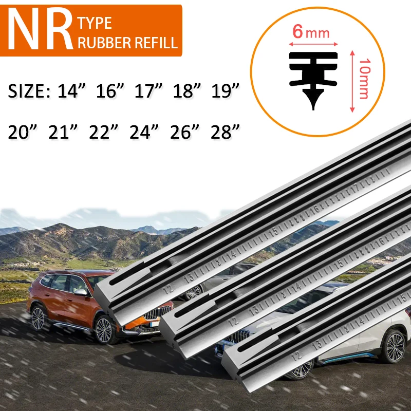 

KOSOO Car Wiper Blade Insert Natural Rubber Strip Refill NR Type6mm14"16"17"18"19"20"21"22"24"26"28" Windscreen Auto Accessories