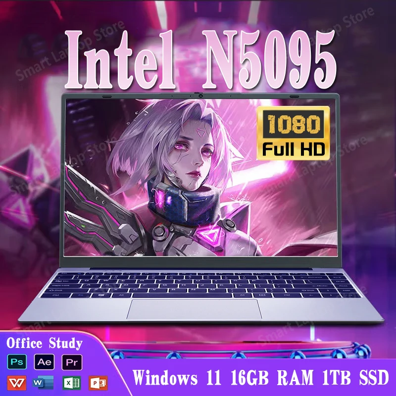 윈도우 11 프로 노트북 컴퓨터, 인텔 셀러론 N5095 HD 스크린, 16GB RAM, 1TB, 2TB SSD, 게이밍 노트북, PC 게이머, 14.1 인치 노트북, 신제품