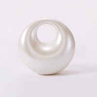 Women Evening Wedding Party Cute Square Purse Bag Tote Handbag Shoulder Crossbody Pearl White Round Box Pro Acrylic Clutch Bag
