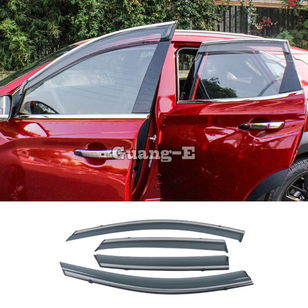 

Car Cover Stick Lamp Plastic Window Glass Wind Visor Rain/Sun Guard Vent For Hyundai Kona Encino Kauai 2017 2018 2019 2020 2021