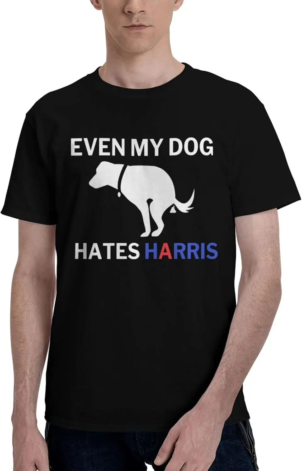 Even My Dog Hates Kamala Harris F K Kamala Harris Men's T-Shirt Classic Short Sleeve Tees Cotton Shirt