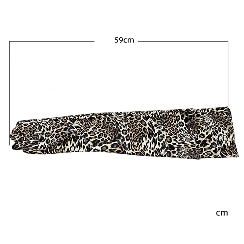 59cm Women's Leopard Print Long Sexy Gloves Faux Leather Party Evening Prom Cosplay Nightclub Pole Dance Fashion Personality