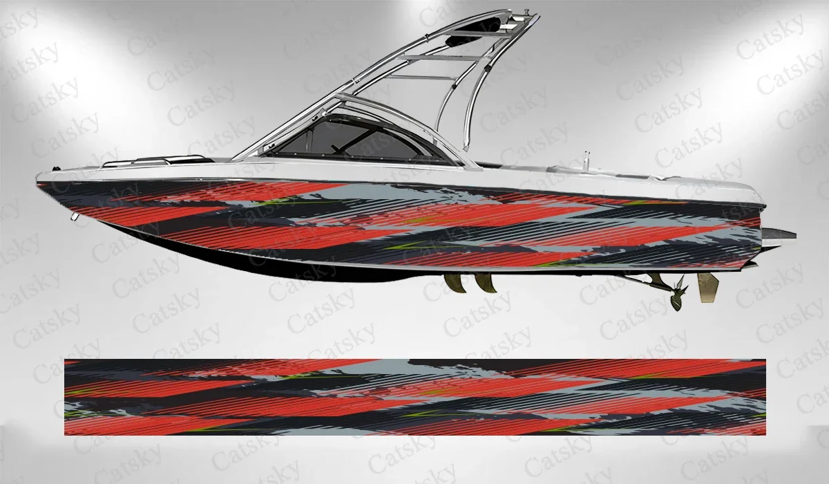 Striped colorful geometric shapes Sticker Vinyl Boat Pontoon Deck Boat Fishing Self Adhesive Decorative Boat Decal Sticker
