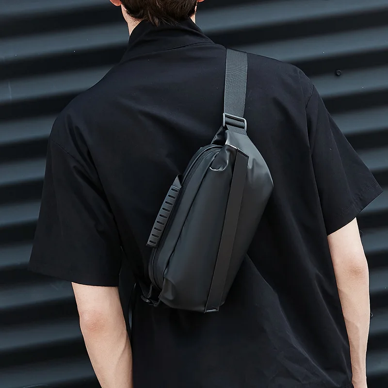 Black Waterproof Cross Body Bags Personality Fashion Men Magnetic Messenger Bag light Large capacity function Sling Shoulder Bag