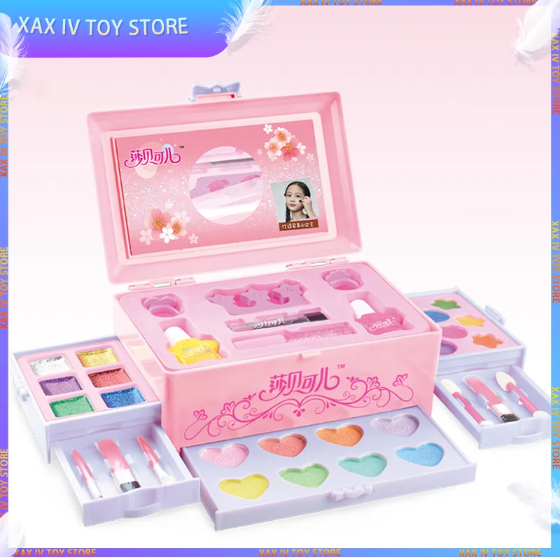 

Female Pretend Play Cosmetics Toys Princess Portable Makeup Box Toy Set Girls Beauty Eye Shadow Washable Holiday Xmas Gift