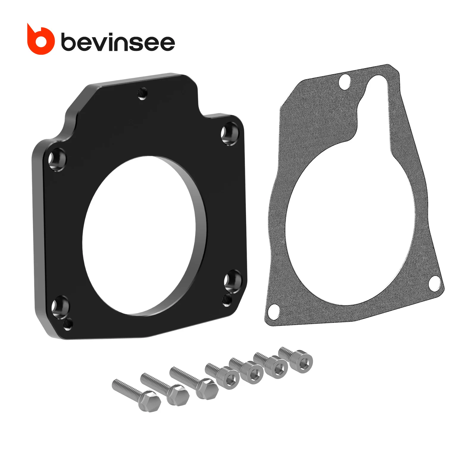 BEVINSEE Aluminum Throttle Body Adapter 4 Bolt Intake to 3 Bolt TB for LS Engine Drive By Wire