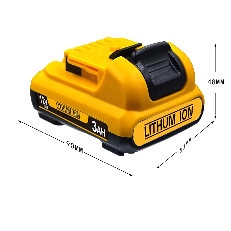 Pro lithium-iontové baterie DEWALT, pro 12V baterie Dewalt, 2,0 Ah, DCB123, DCB125, DCB124, DCB122, baterie pro elektrické nářadí DCD710 - náhled 2