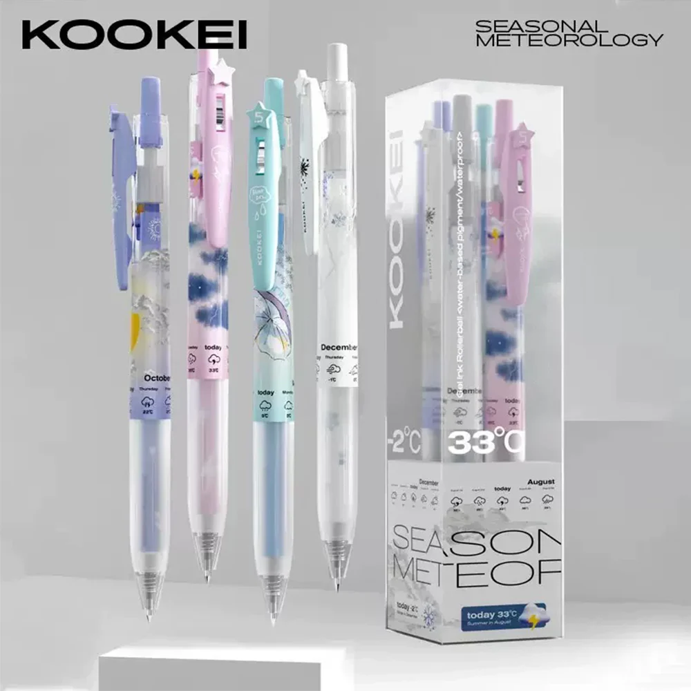 New KOOKEI Gel Pen Four Seasons Weather Limited Press Black Pen 0.5mm Speed Drying Water Pen Office Stationery Back To School