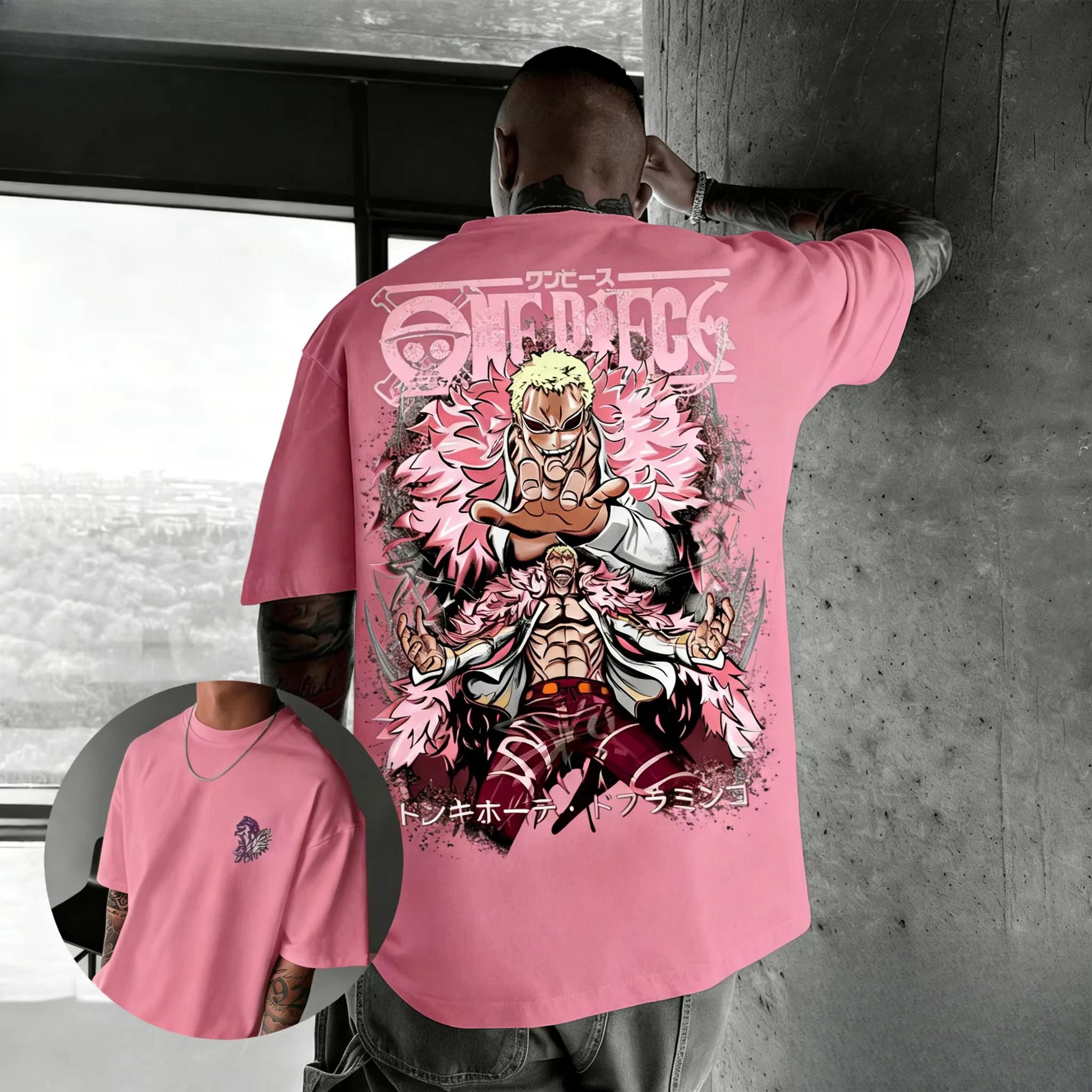 Anime Summer Men's and Women's T-shirt 2026 New Doflamingo Printed Street Hip Hop Loose Casual Parent Child Cotton Top