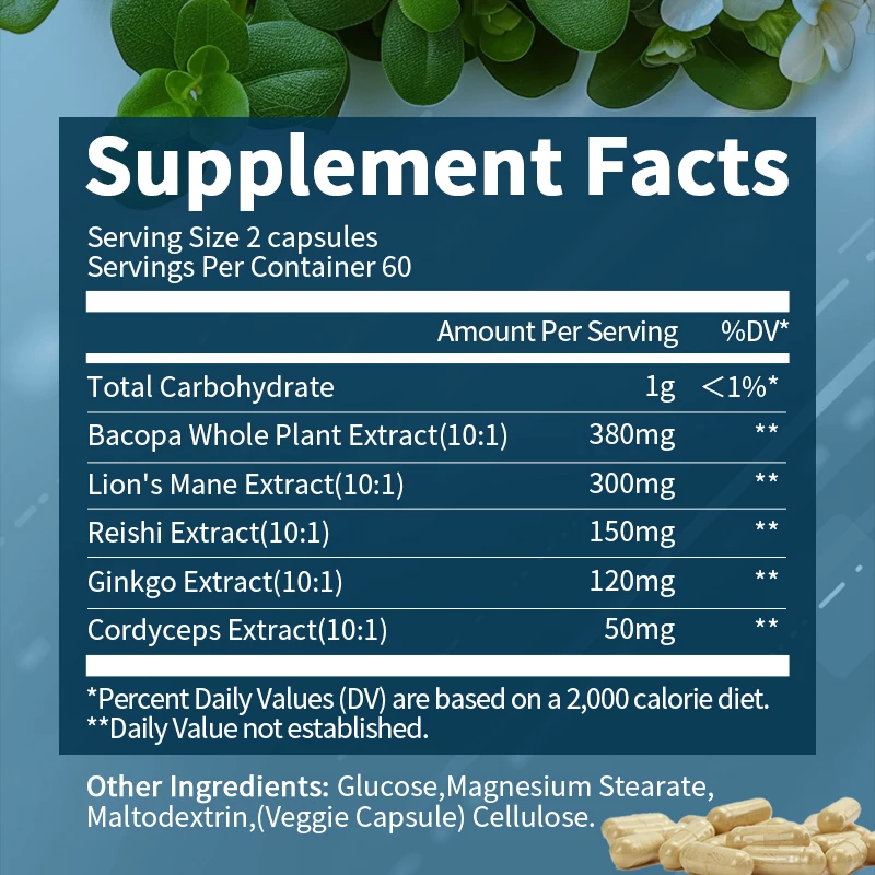 Free Shipping Himalayan Organic Bacopa Monnieri Puzzle Supplement Support Calmness, Memory and Cognition Soothing Mood and Brain