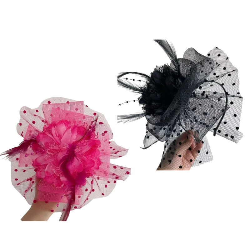 Vintage Fascinator Headband Exquisite Rose for Tea Party Wedding Costume Pillbox Hat Lady Headwear for Funeral / Wedding