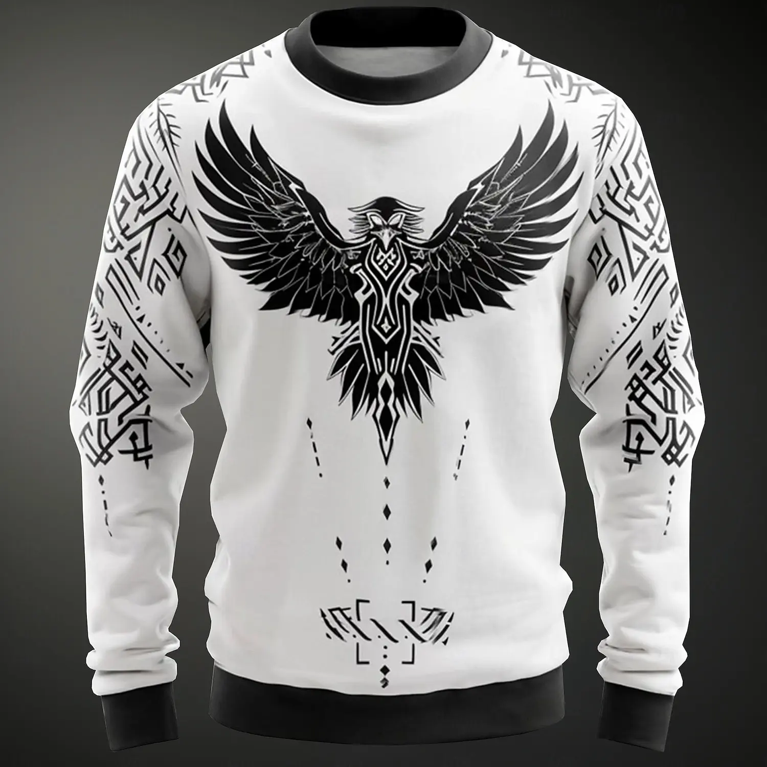 

Mysterious Vintage Pattern Men's Round Neck Sweatshirt 3D Print Classic Retro Style Long Sleeve Pullover Oversize Autumn Clothes