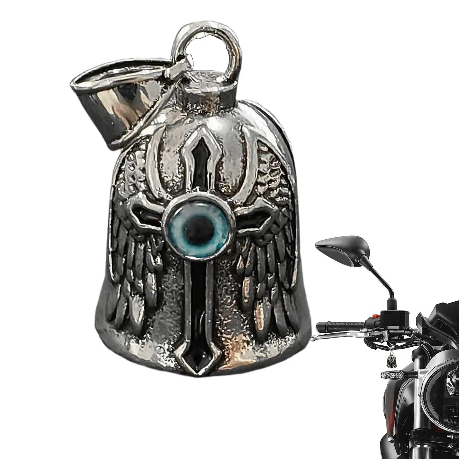 

Motorcycle Bell Decor Single Eye Motorcycle Luck Bell Decor Punk Art Alloy Ornament Riding Protective Accessory For Riders