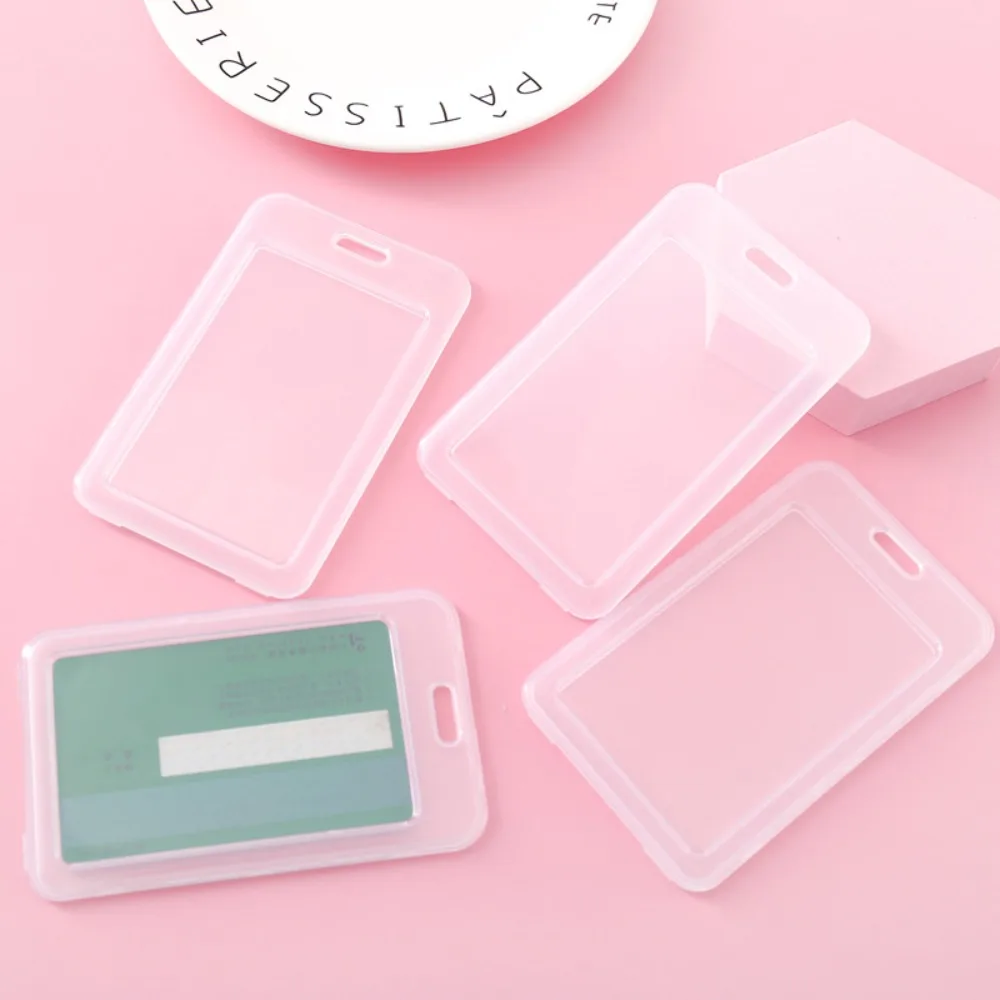ABS Vertical Transparent Card Holder Mini Transparent ID Tag Badge Holder Rectangle Accessories Pass Work Card Cover Case