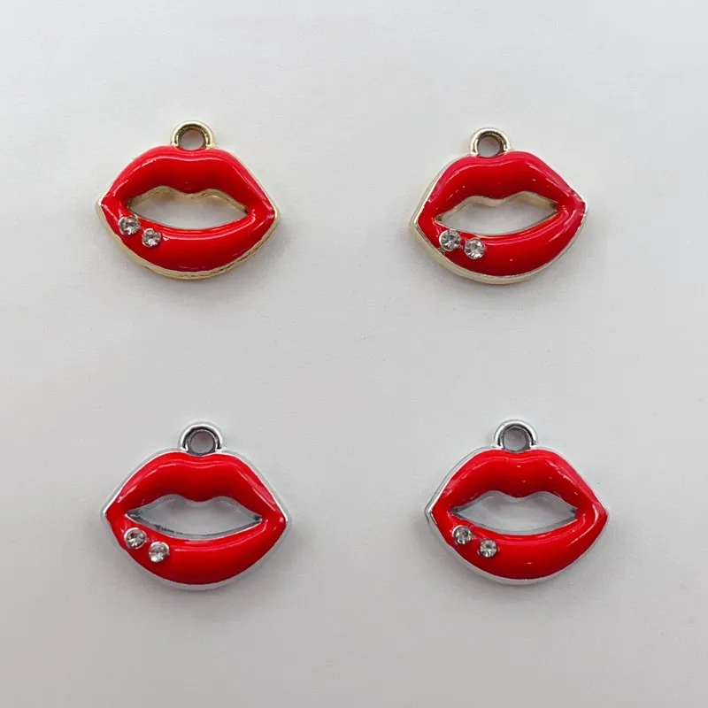 

10pcs enamel charming female lip pendants for homemade earrings, bracelets, necklaces, keychains, jewelry making