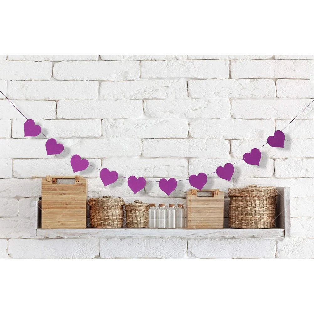 

11cmx9cm Rose Red Felt Heart Banner Garland for Wedding Party Home Decoration Festive Christmas Baby Room Nursery Decorations