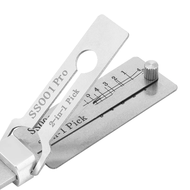 Lishi 2-IN-1 SS001 Key Decoder Stainless Steel Lock Key Precision Hook Pick Set Maintenance Repair Tool Unlocking Engineering