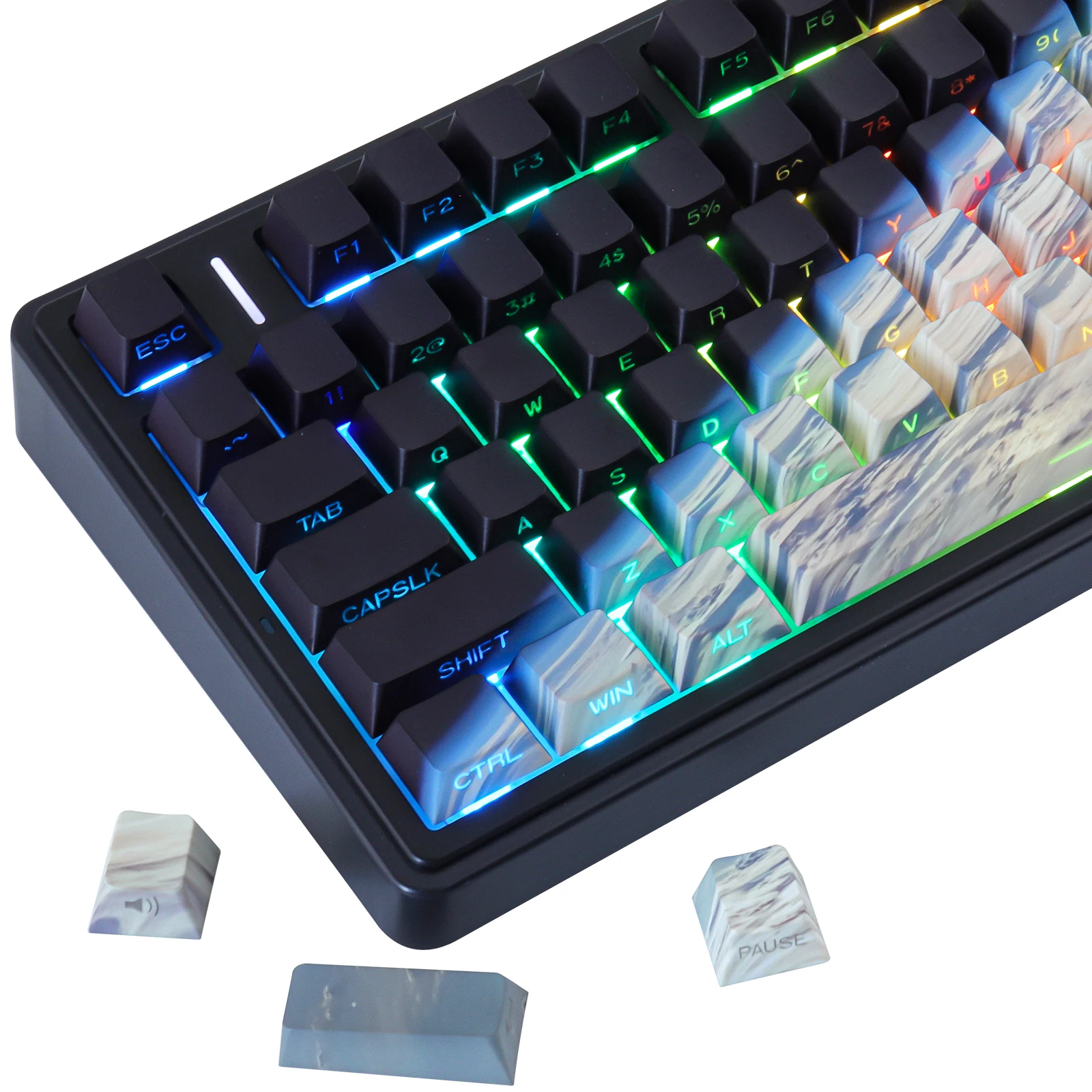Earth Tone PBT Keycaps Set - 131 Keys Dye-Sublimation Side Print Backlit OEM Profile for Mechanical Keyboard