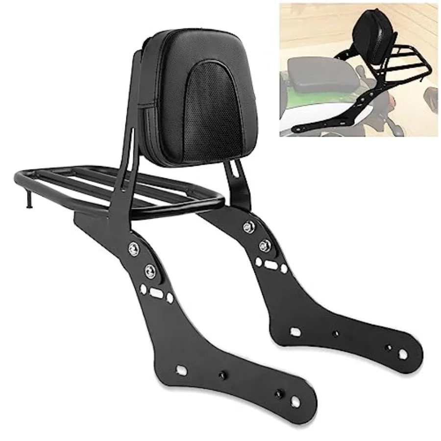 

Rear Motorcycle Passenger Backrest Powersports Seats Sissy Bars Detachable Rear Passenger Backrest with Luggage Rack Cargo Supp