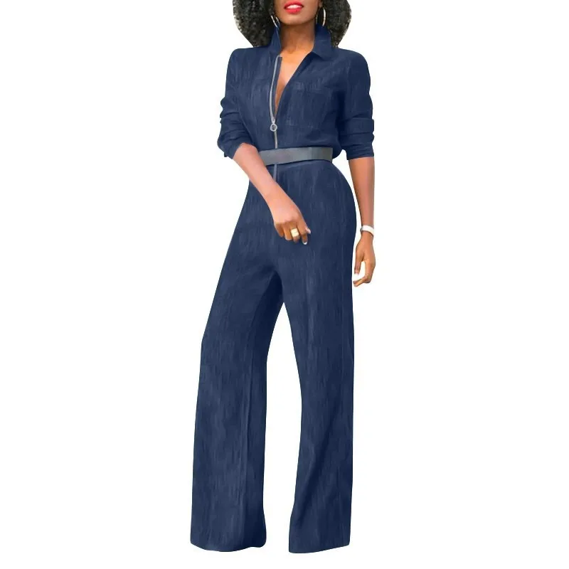 2026 New Summer Jumpsuit Casual Loose Daily Versatile Simple Commuting Fashionable And Comfortable Slim Fit Denim Jumpsuit Pants