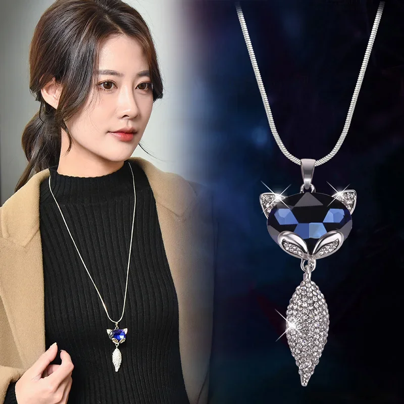 Fox sweater chain, long autumn and winter style, versatile, necklace and accessory