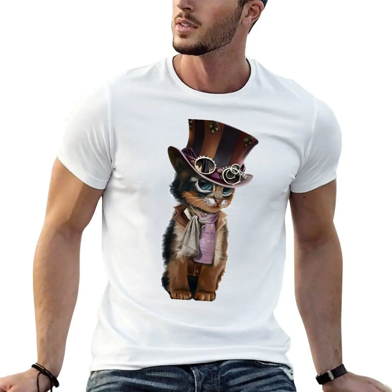 

Steampunk cat T-Shirt Funny t-shirts sublime blacks t shirt men