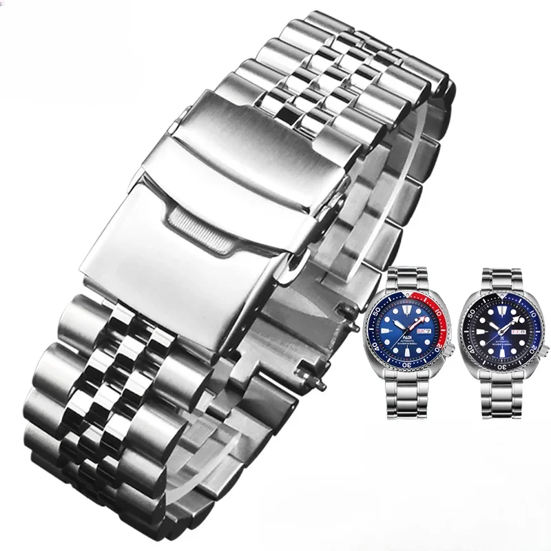 Bequemes, wasserdichtes, langlebiges 22-mm-Stahlgürtelzubehör für Seiko Abalone PROSPEX SBDC053 SNE435J1 SPB149J1 Herrenuhrenarmband