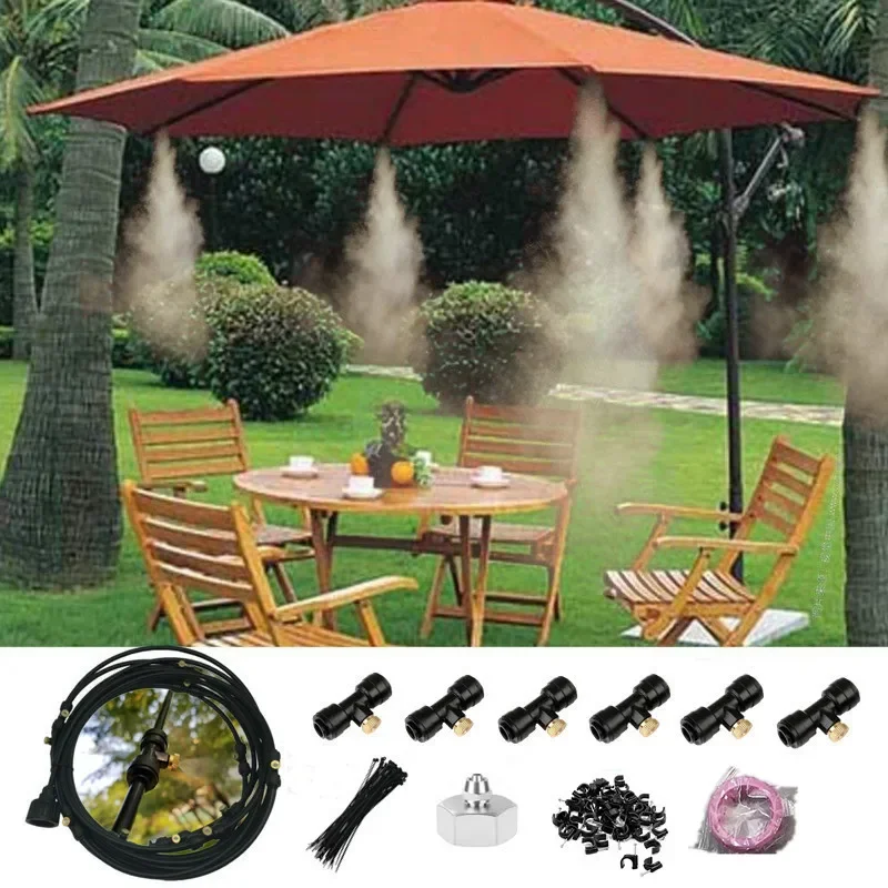 6-20M Outdoor Misting Cooling System Kit Sprayers for Greenhouse Garden Patio Plant Fogging Watering IrrigationMisting Kit
