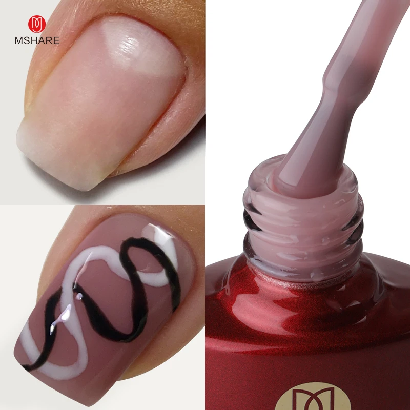 MSHARE Milk Milky White Base Gel Polish Camouflage Color Rubber Base Nail Base Coat 10 ml