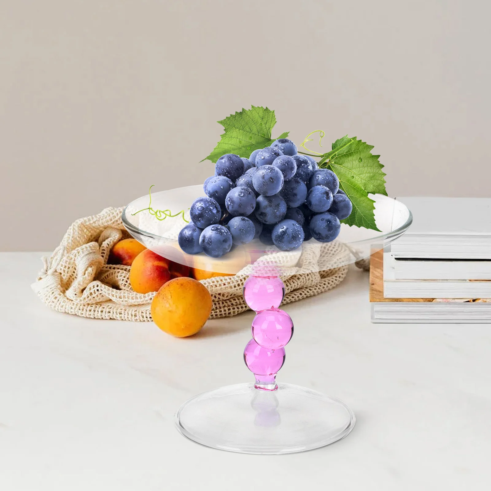 

High Foot Glass Fruit Plate Exquisite Design for Cake Dessert Snacks Serving Tray Perfect for Party Tableware