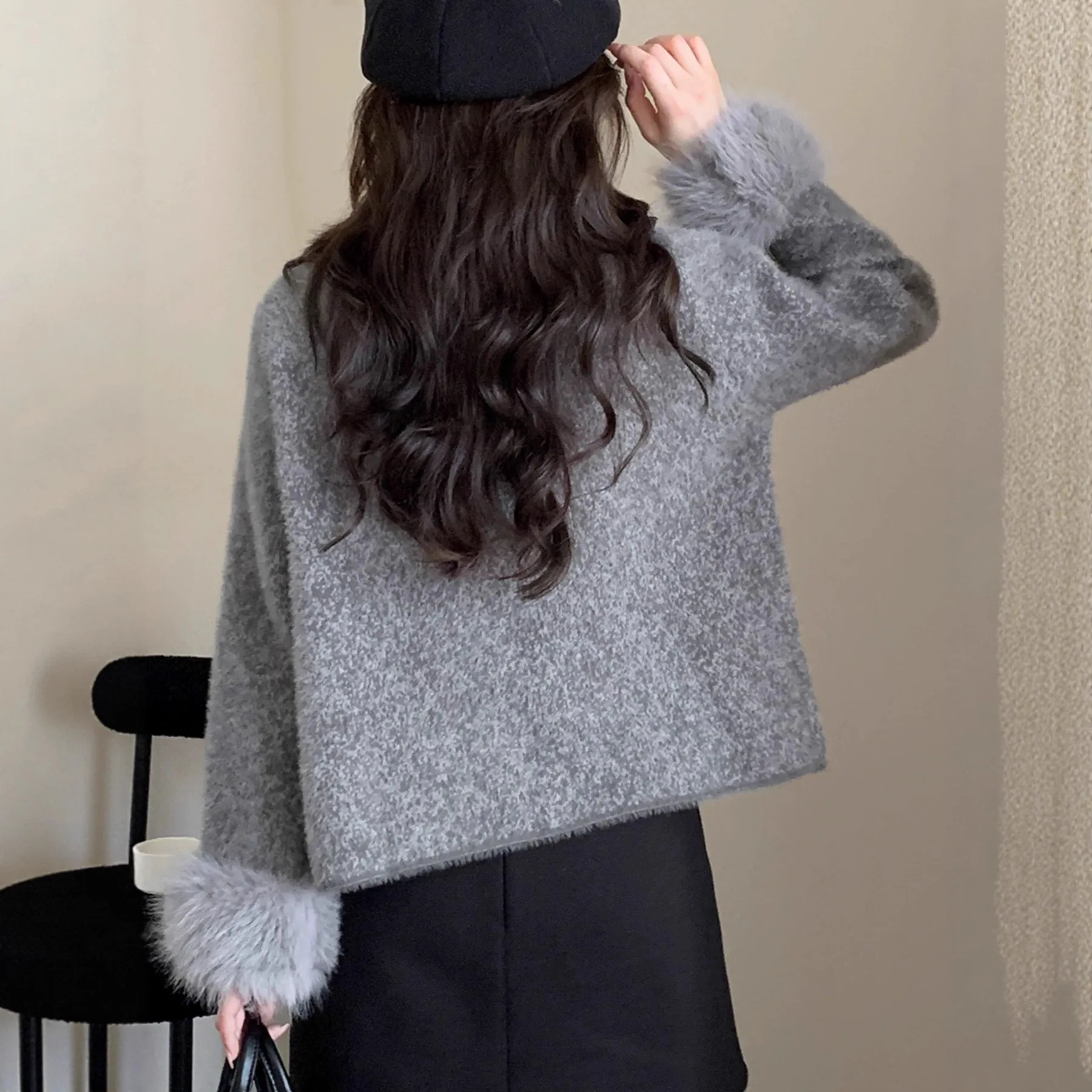 

Твидовый жакет темно-красного цвета, женский, зимний, утепленный, с флисом шерпа, в стиле K-pop, японский, Харадзюку, кавайный, на молнии, с нашивками, стильный силуэт